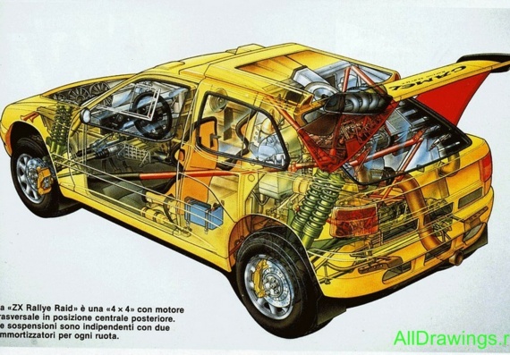 Citroen ZX Rallye Raid (1990) (Citroen ZH Rally Read (1990)) - drawings (drawings) of the car